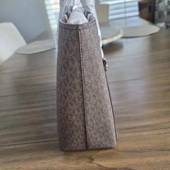 Michael Kors Jet Set Travel Medium Double Pocket Sould Tote/Bag Brown New - Picture 5 of 10